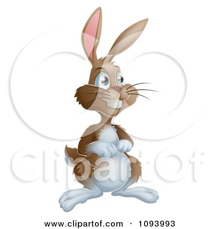 Clipart Grinning Brown And White Easter Bunny - Royalty Free Vector Illustration by AtStockIllustration
