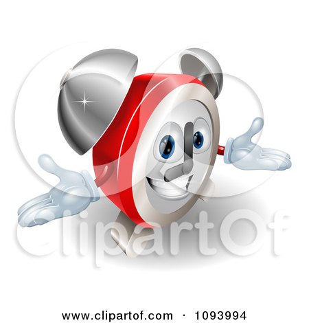 Clipart Friendly Alarm Clock Character - Royalty Free Vector Illustration by AtStockIllustration