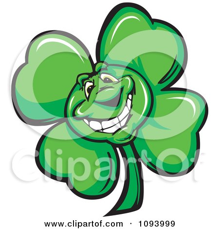 Clipart Smiling St Patricks Day Shamrock Clover - Royalty Free Vector Illustration by Chromaco