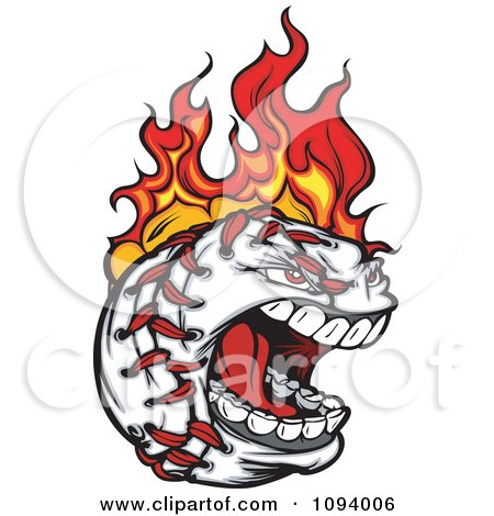 Clipart Screaming Flaming Baseball Character - Royalty Free Vector Illustration by Chromaco