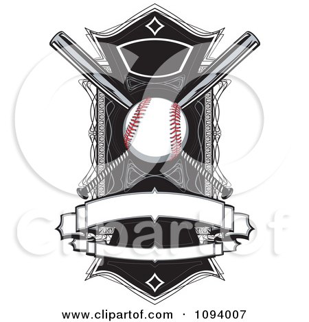 Clipart Baseball With Bats A Field And Banners - Royalty Free Vector Illustration by Chromaco