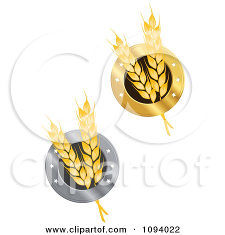 Clipart Wheat In Gold And Silver Rings - Royalty Free Vector Illustration by Vector Tradition SM