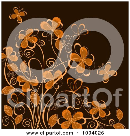 Clipart Brown And Orange Floral Background - Royalty Free Vector Illustration by Vector Tradition SM