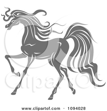 Clipart Gray Trotting Horse - Royalty Free Vector Illustration by Vector Tradition SM
