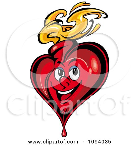 Clipart Smiling Heart With A Blood Drop And Flames - Royalty Free Vector Illustration by Vector Tradition SM