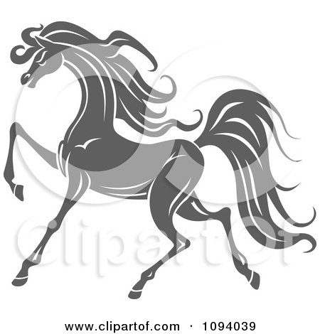 Clipart Gray Prancing Horse - Royalty Free Vector Illustration by Vector Tradition SM