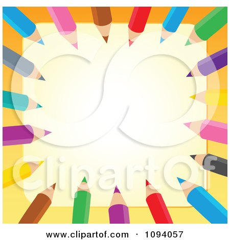 Clipart Border Of Colored Pencils And Copyspace - Royalty Free Vector Illustration by visekart