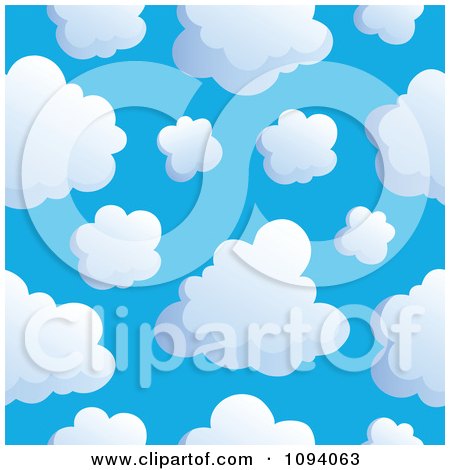 Clipart Seamless Puffy White Cloud And Blue Sky Background 1 - Royalty Free Vector Illustration by visekart