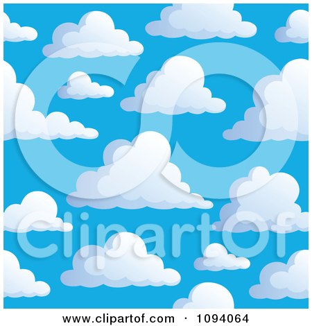 Clipart Seamless Puffy White Cloud And Blue Sky Background 2 - Royalty Free Vector Illustration by visekart