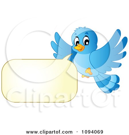 Clipart Blue Bird Flying And Talking - Royalty Free Vector Illustration by visekart