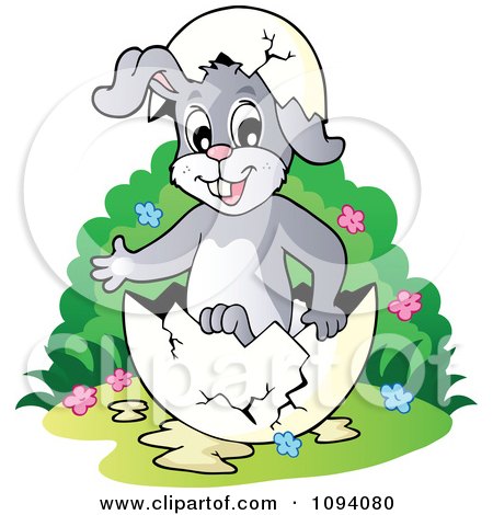 Clipart Easter Bunny In An Egg Shell - Royalty Free Vector Illustration by visekart