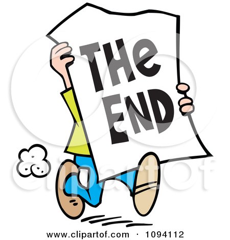 Clipart Man Carrying A The End Sign - Royalty Free Vector Illustration by Johnny Sajem