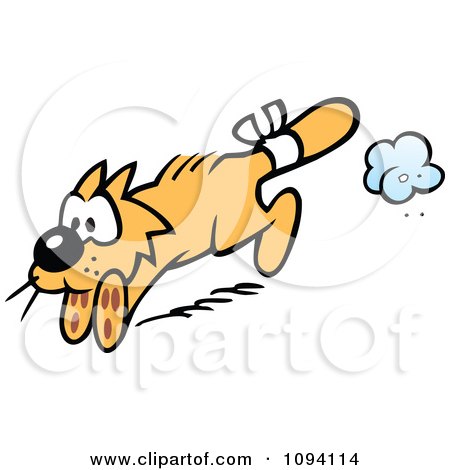 Clipart Orange Cat Running With A Bandaged Tail - Royalty Free Vector Illustration by Johnny Sajem