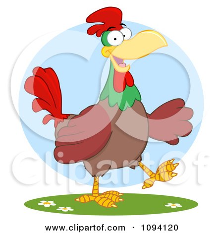 Clipart Happy Brown Chicken Walking - Royalty Free Vector Illustration by Hit Toon