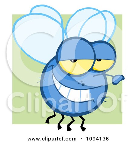 Clipart Grinning Blue Fly - Royalty Free Vector Illustration by Hit Toon