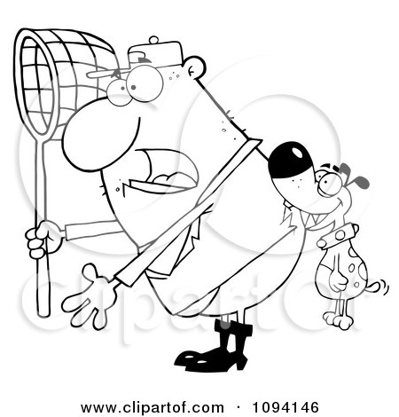 Clipart Dog Biting A Catcher In The Butt - Royalty Free Vector Illustration by Hit Toon