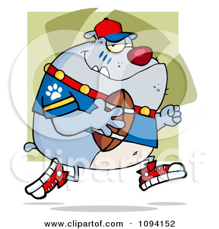 Clipart Grey Bulldog Football Player Running - Royalty Free Vector Illustration by Hit Toon