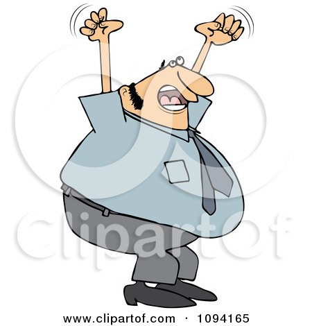 Clipart Angry Man Shouting And Waving His Fists In The Air - Royalty Free Vector Illustration by djart