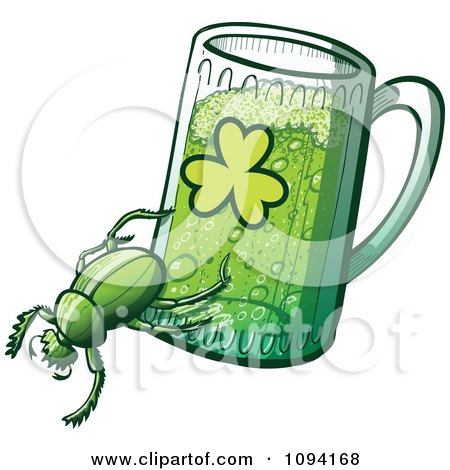 Clipart St Patricks Day Beetle And Green Beer - Royalty Free Vector Illustration by Zooco