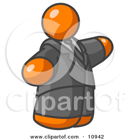 Orange Business Man in a Suit and Tie Clipart Illustration by Leo Blanchette