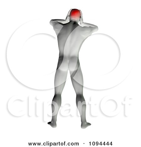 Clipart 3d Man Rubbing His Aching Head - Royalty Free CGI Illustration by KJ Pargeter
