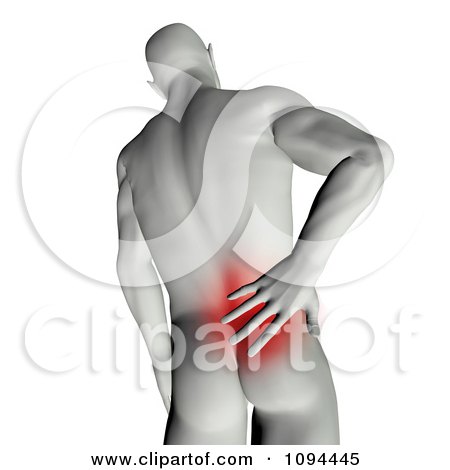 Clipart 3d Man Rubbing His Aching Back - Royalty Free CGI Illustration by KJ Pargeter