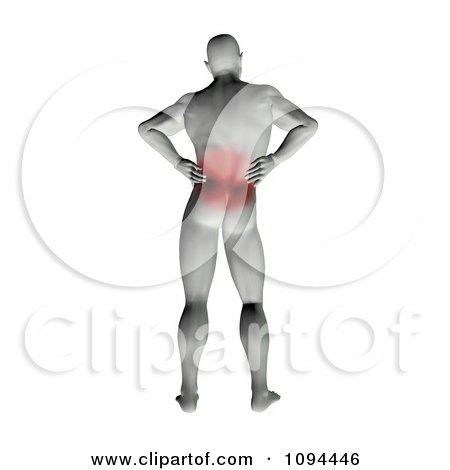 Clipart 3d Man Rubbing An Ache In His Back - Royalty Free CGI Illustration by KJ Pargeter