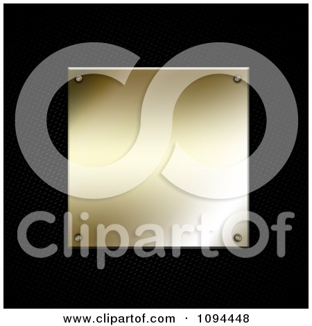 Clipart 3d Shiny Gold Plaque Over Black Perforated Metal - Royalty Free CGI Illustration by KJ Pargeter