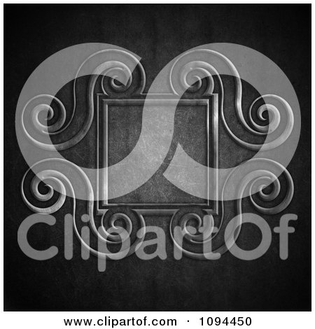 Clipart Ornate Square Frame With Swirls On Grungy Cement - Royalty Free CGI Illustration by KJ Pargeter