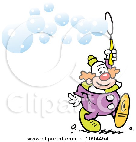 Clipart Entertainer Clown Blowing Bubbles - Royalty Free Vector Illustration by Johnny Sajem
