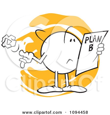 Clipart Moodie Character Reading A Plan B - Royalty Free Vector Illustration by Johnny Sajem