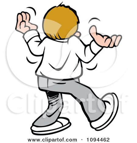 Clipart Disgruntled Teenager Giving Up Walking Away And Shrugging - Royalty Free Vector Illustration by Johnny Sajem