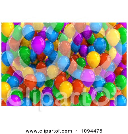 Clipart 3d Colorful Party Balloons - Royalty Free CGI Illustration by stockillustrations