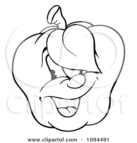 Clipart Outlined Apple Character Smiling - Royalty Free Vector Illustration by dero