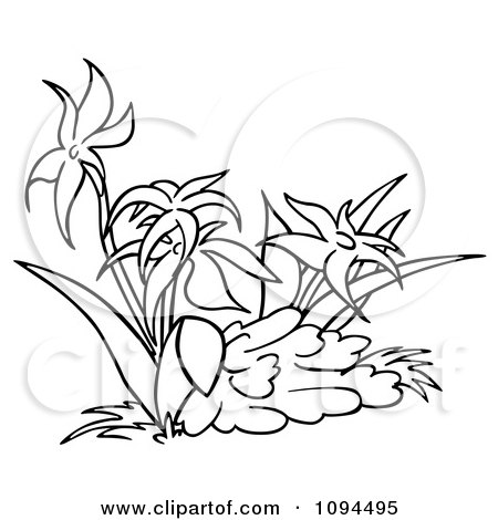 Clipart Outlined Wildflowers - Royalty Free Vector Illustration by dero