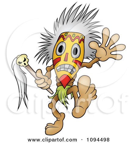 Clipart Tribal Man Doing A Voodoo Dance - Royalty Free Vector Illustration by dero
