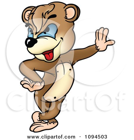 Clipart Smug Bear Leaning Against A Wall - Royalty Free Vector Illustration by dero