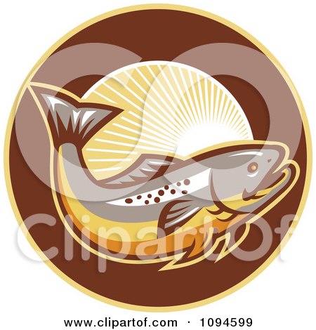 Clipart Retro Trout And Rays - Royalty Free Vector Illustration by patrimonio