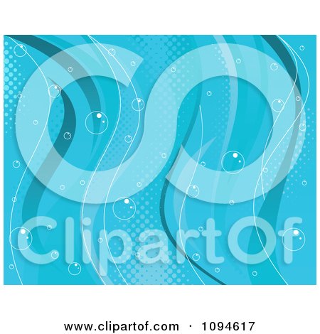 Clipart Blue Bubble Waves And Halftone Background - Royalty Free Vector Illustration by Vector Tradition SM