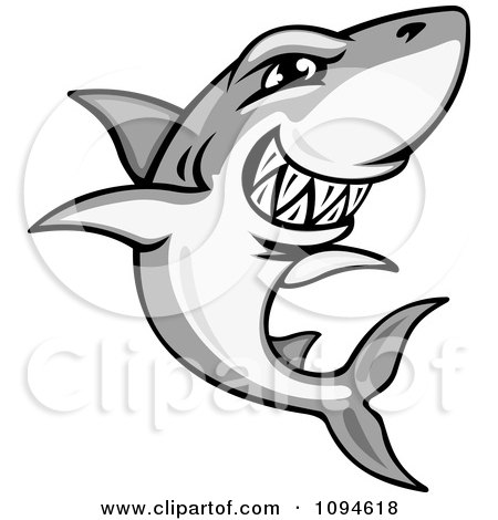 Clipart Gray And White Shark Grinning - Royalty Free Vector Illustration by Vector Tradition SM