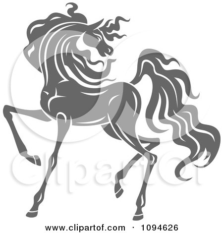 Clipart Prancing Gray Horse Looking Back - Royalty Free Vector Illustration by Vector Tradition SM