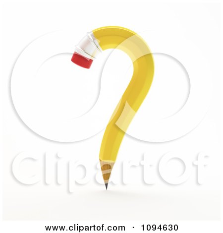 Clipart 3d Yellow Question Mark Pencil - Royalty Free CGI Illustration by Mopic