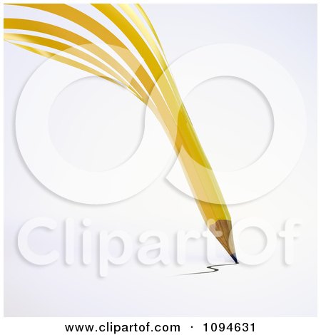 Clipart 3d Yellow Fanned Pencil - Royalty Free CGI Illustration by Mopic