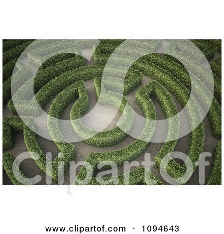 Clipart 3d Hedges Forming A Maze In A Garden - Royalty Free CGI Illustration by Mopic