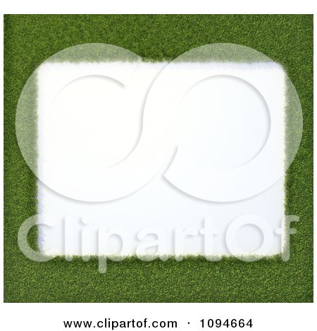Clipart 3d Grass Frame Around White Space - Royalty Free CGI Illustration by Mopic