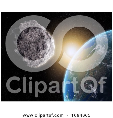 Clipart 3d Asteroid Floating Towards Earth - Royalty Free CGI Illustration by Mopic
