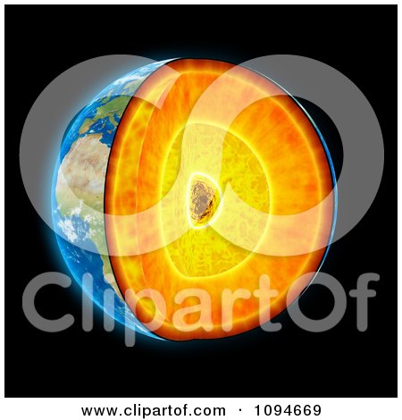 Clipart 3d Earth Shown With Visible Geological Layers - Royalty Free CGI Illustration by Mopic
