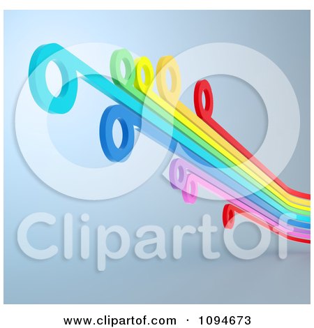 Clipart 3d Rainbow Lines With Circle Tips On A Shaded Background - Royalty Free CGI Illustration by Mopic