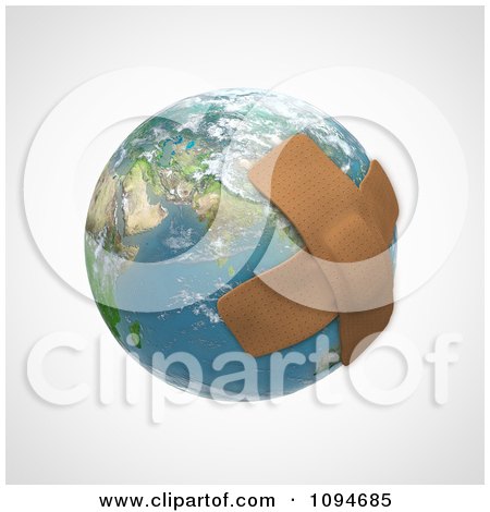 Clipart 3d Bandages Over Earth - Royalty Free CGI Illustration by Mopic