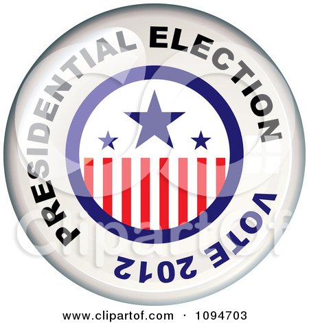 Clipart Oval Light Reflecting Off Of A Vote 2012 Presidential Election Badge - Royalty Free Vector Illustration by michaeltravers